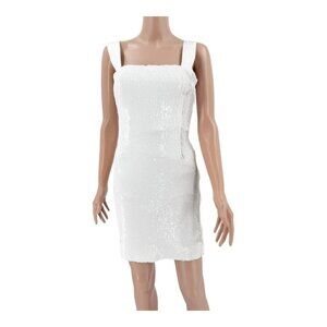 Galvan London Dress White Sequin Chiffon Mini FR34 US2 | Designer Cocktail Party